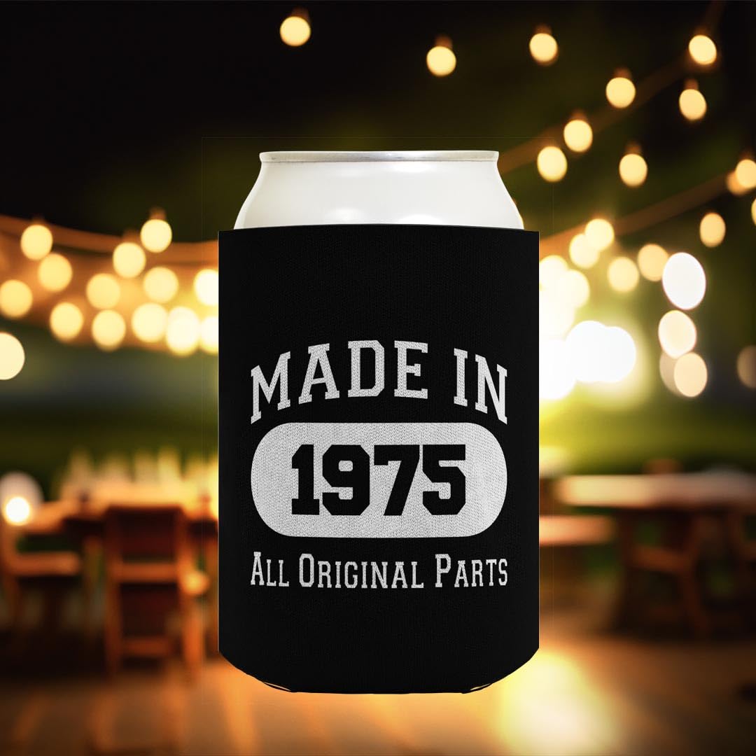50th Birthday Gifts For Women Made In 1975 Original Parts 2-Pack Can Drink Thermocoolers Black