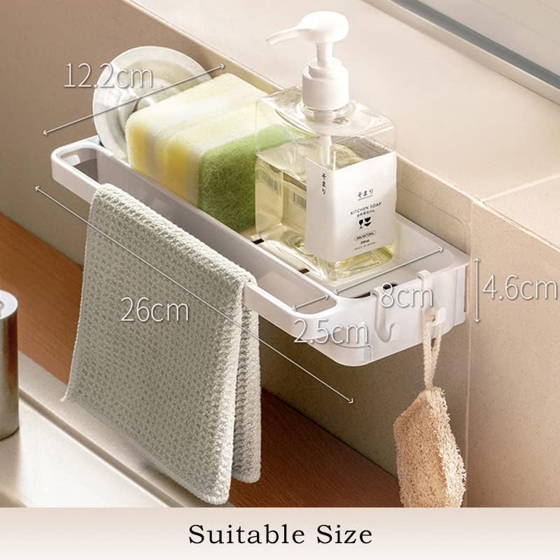 Asonen Dish Drainers,Sponge Holder Sink Tidy Organiser for Sponges Washing Up Kitchen Brush Wash Up Liquid and Sink Stopper Wall Mounted/Hanging for Kitchen Accessories
