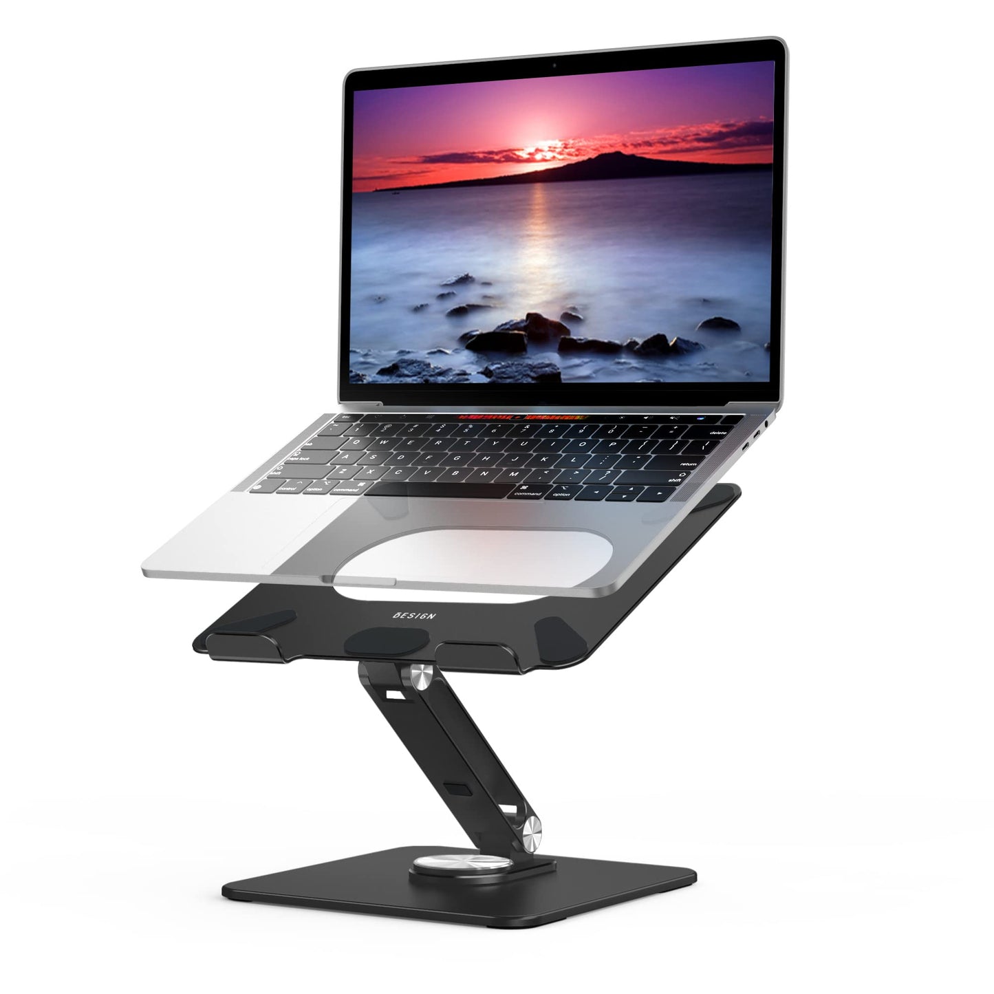 BESIGN LSX7 Laptop Stand with 360 Rotating Base, Ergonomic Adjustable Notebook Riser Holder Compatible with Air, Pro, Dell, HP, Lenovo More 10-15.6" Laptops (Black)