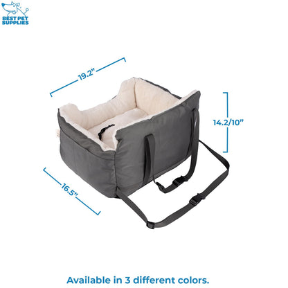 Best Pet Supplies Dog Pet Booster Seat, Dog Car Seats for Small Dogs & Medium Dogs, Soft Plush Cushion with Comfortable Bedding, Secure Straps, and Tall Pillow, Gray