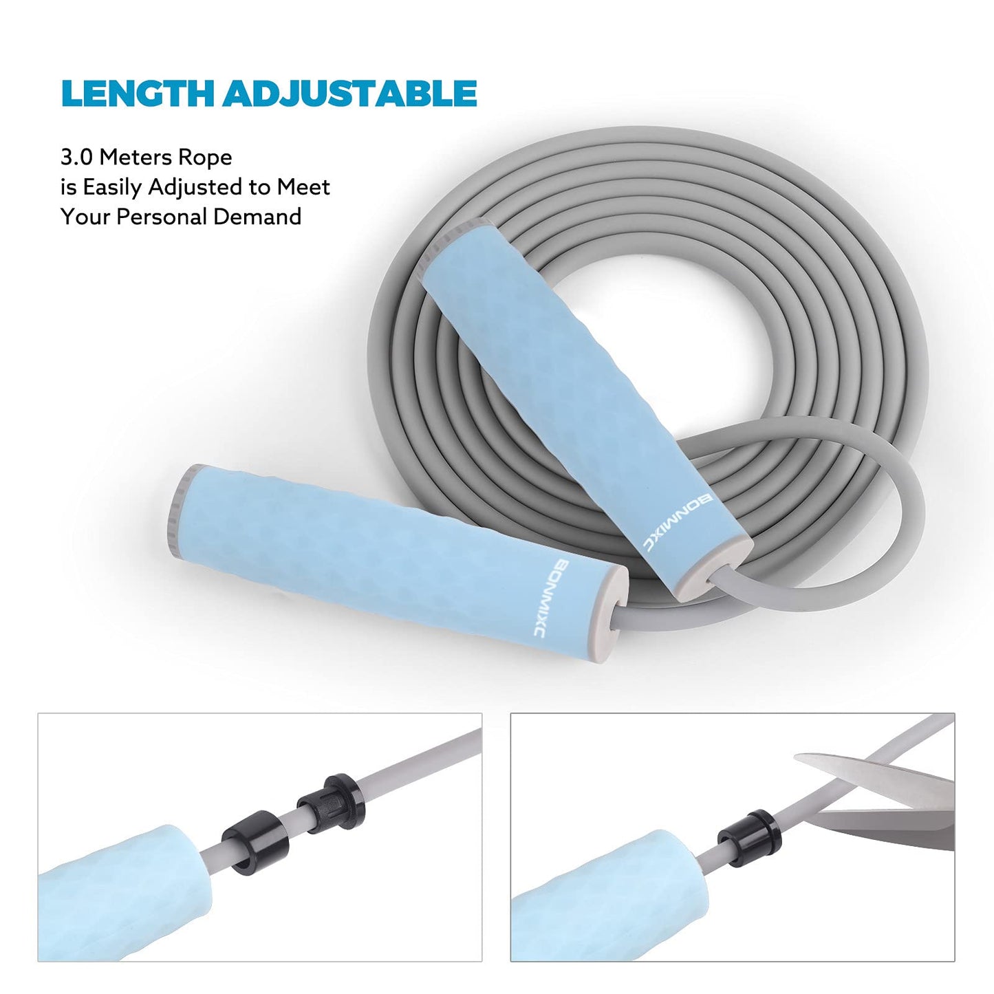 BONMIXC Weighted Jump Rope 1-LB Heavy Jump Rope For Women Silicone Handles Adjustable Length Skipping Rope Exercise for Fitness Masters