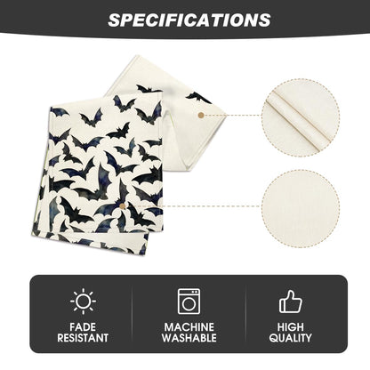 Artoid Mode Silhouette Black Bats Halloween Table Runner, Fall Kitchen Dining Table Decoration for Home Party Decor 13x72 Inch