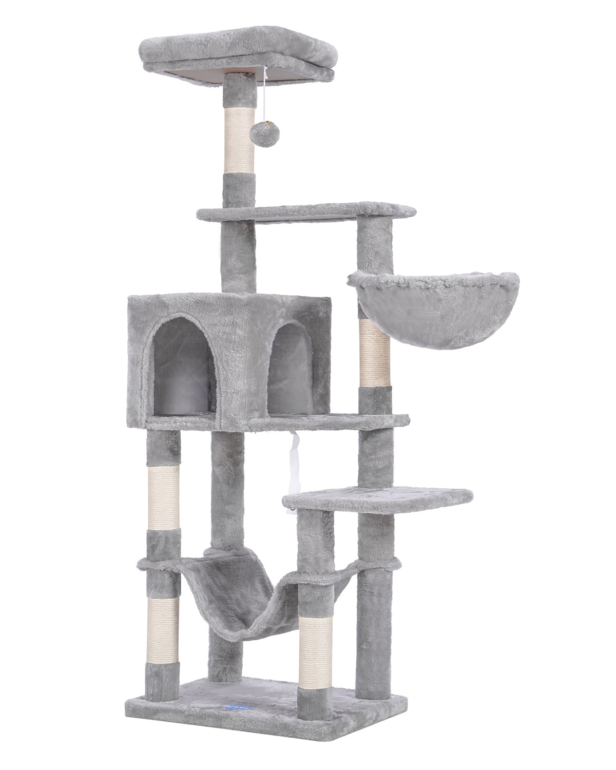 Hey-brother Cat Tree with Large Hammock, Multi-Level Cat Tower for Indoor Cats, Cat Condo with Sisal-Covered Scratching Posts and Top Perch, Light Gray MPJ050W