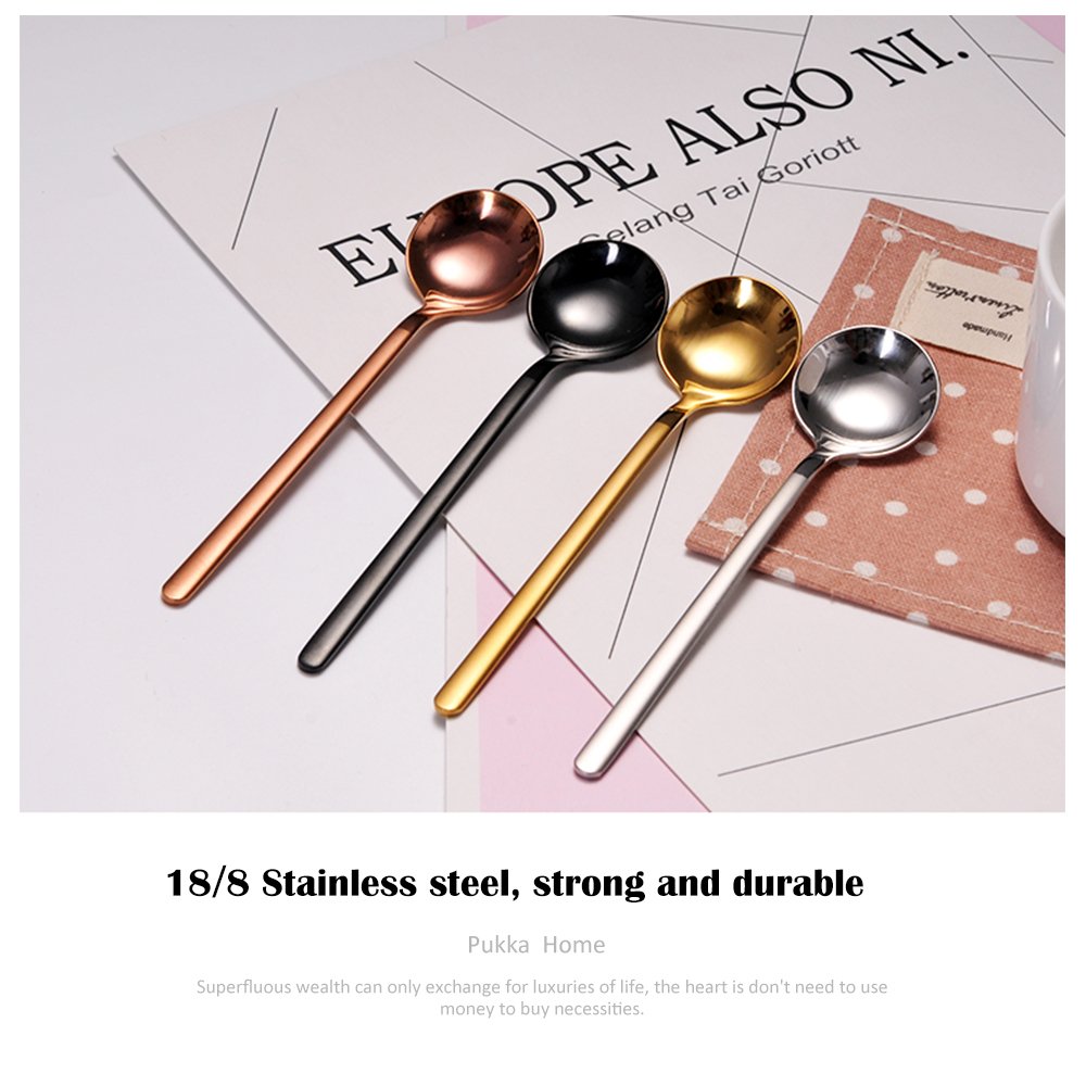 6 PCS Gold Coffee Spoons, 18/8 Stainless Steel Espresso Spoons, 5.2 Inches Vogue Mini Tea Spoon, Cappuccino Stirring Small Spoon for Dessert, Ice Cream, Frosted Handle, Sweejar (Gold)