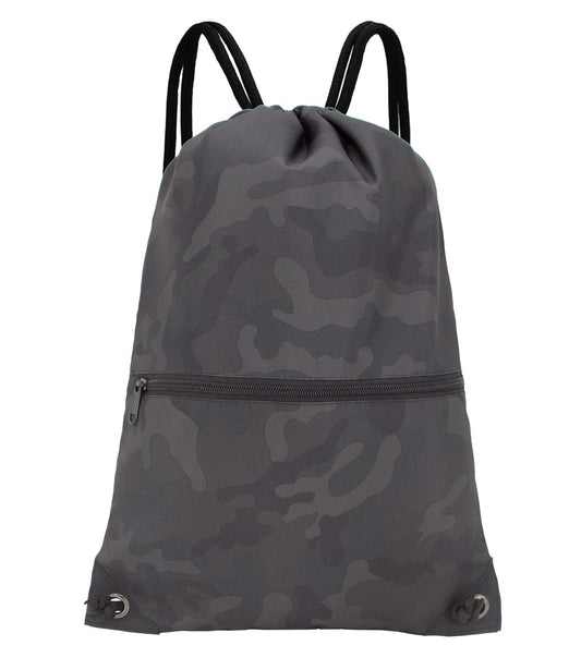 HOLYLUCK Drawstring Backpack Bag Sport Gym Sackpack (black camo)