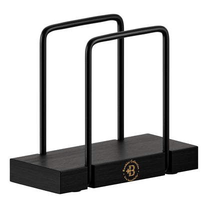 Black Napkin Holder for Table - Modern Napkin Dispenser, Bamboo and Iron Design, Non-Slip, Suitable for Kitchen, Dining, Farmhouse, Cocktail, Picnic, Bar, Outdoor Use - Holds Paper Napkins, Mail, Bill