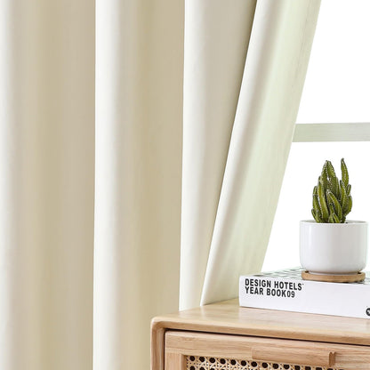Airwill Grommet Blackout Curtains for Living Room Bedroom Window - Set of 2 Window Curtain Panels, Room Darkening, Thermal Insulated (W52 x L84 Inch, 2 Panels, Beige)