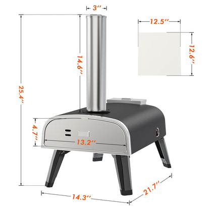 aidpiza Pizza Oven Outdoor 12" Wood Fired Pizza Ovens Pellet Pizza Stove for outside, Portable Stainless Steel Pizza Oven for Backyard Pizza Oven