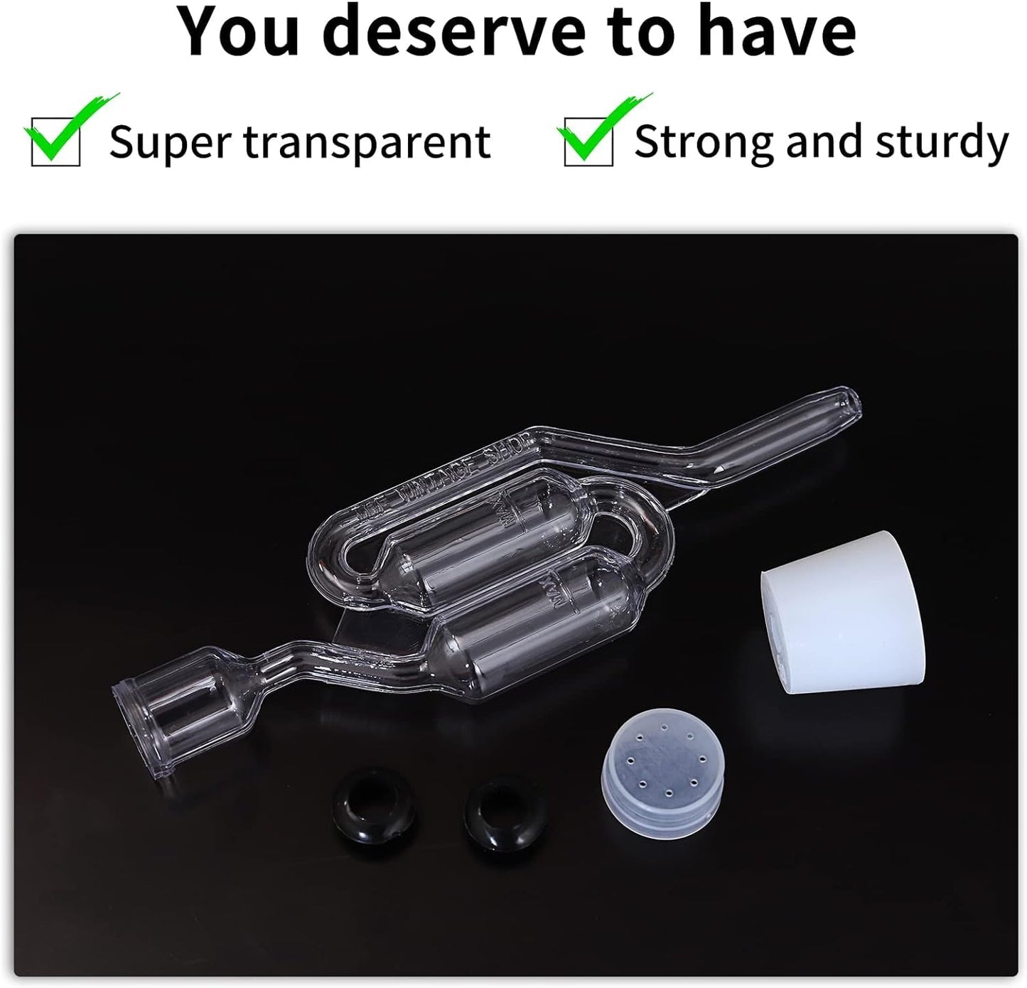 Bubble Airlock Set, 4 Airlocks for Fermenting, 4 Drilling #6 Stoppers and 8 Airlock Grommets, Used for Brewing Wine, Beer, Sauerkraut, Pickles, Etc. Fermentation Bubbler Airlock
