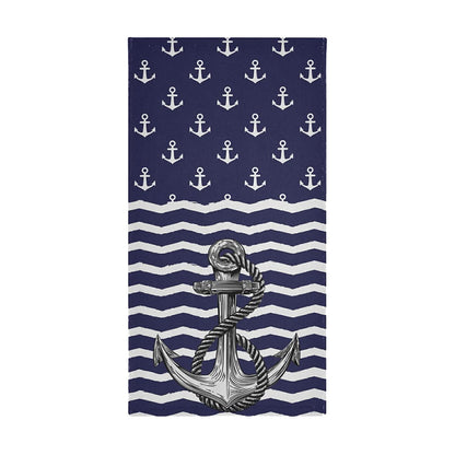 Anchor Bath Hand Towel 2 Pcs Absorbent Nautical White Stripe Hand Towels Sea Anchors Navy Blue Face Towel Soft Breathable Anchor Fingertip Towel for Bathroom Kitchen Hotel Spa Decor Gift 28.3x14.4in