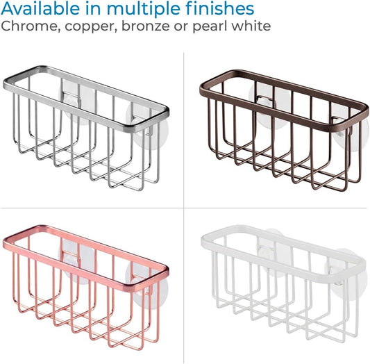 InterDesign Gia Kitchen Sink Suction Holder for Sponges, Scrubbers, Soap - Pearl White