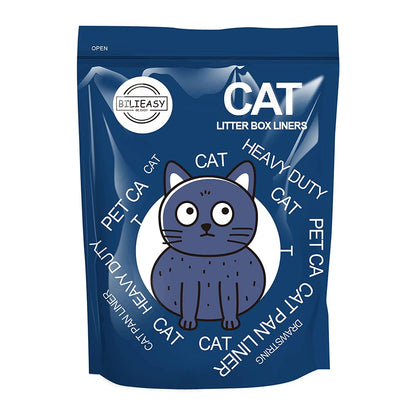 BILIEASY Cat Litter Box Liners large with Drawstrings 10 Pack Scratch Resistant Bags for Medium and Large Litter Box (M, WHITE)