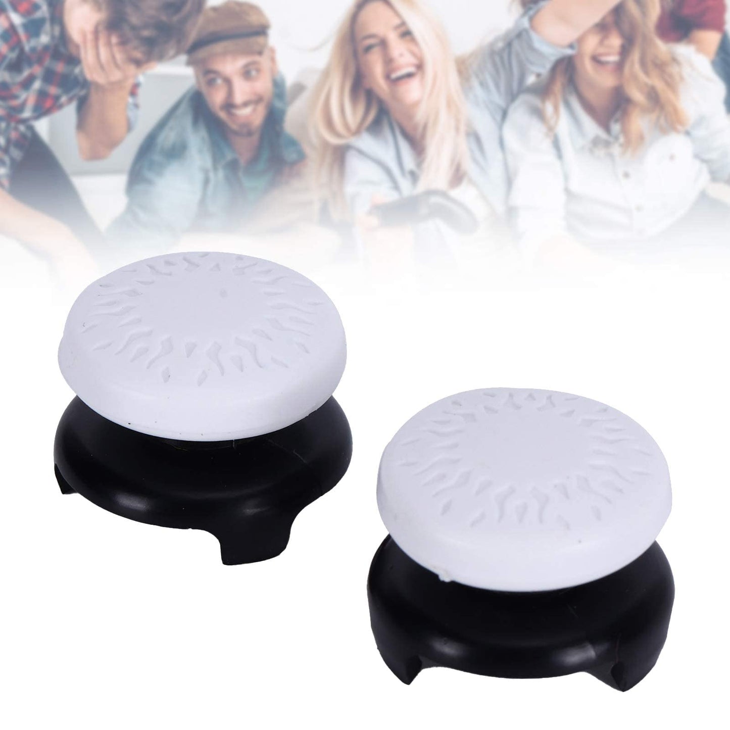 ASHATA 2Pcs Thumbstick Extender for PS5, 3D Texture Thumb Grip Stick Joystick Thumbstick for PS5 Controller (White)