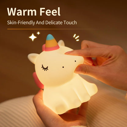 AVACOM Unicorn Night Light for Kids - Cute Nursery Night Light, LED Squishy Unicorns Lamp, Silicone Unicorn Dimmable Light up Duck, Rechargeable Bedside Touch Lamp for Breastfeeding, Bedroom