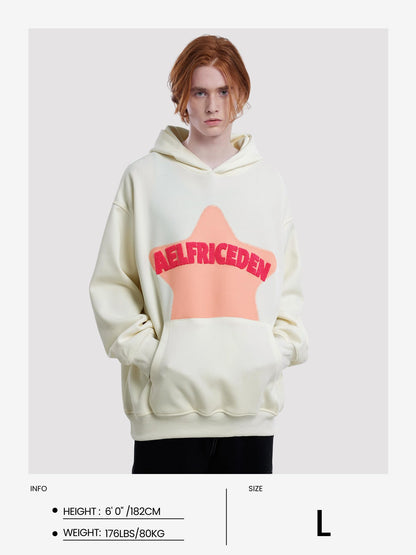 Aelfric Eden Womens Graphic Hoodies Pink Star Print Hoodie Unisex Oversized Hoodies Long Sleeve Pocket Pullover