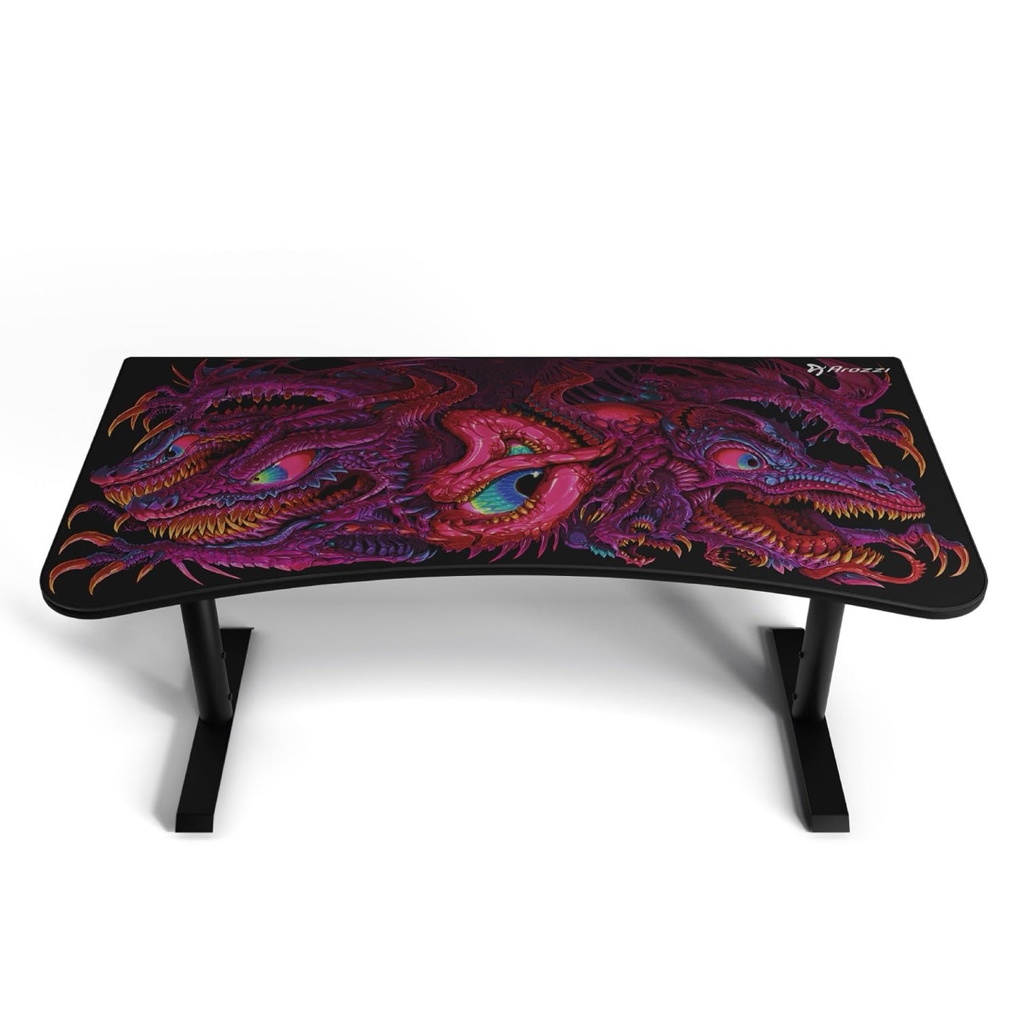 Arozzi Arena Special Edition Ultrawide Curved Gaming and Office Desk with Full Surface Water Resistant Desk Mat Custom Monitor Mount Cable Management Cut Outs - Crawling Chaos