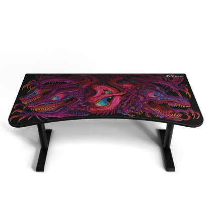 Arozzi Arena Special Edition Ultrawide Curved Gaming and Office Desk with Full Surface Water Resistant Desk Mat Custom Monitor Mount Cable Management Cut Outs - Crawling Chaos