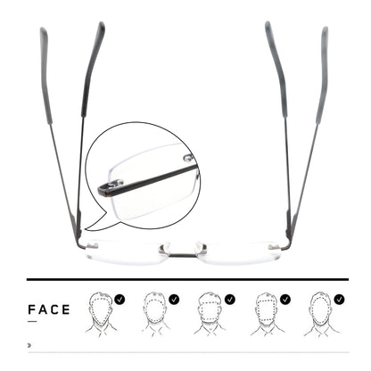 HIYANJN Frameless Reading Glasses Blue Light Blocking Rimless Computer Reader For men Lightweight Eyeglasses(3-Pack,2.25