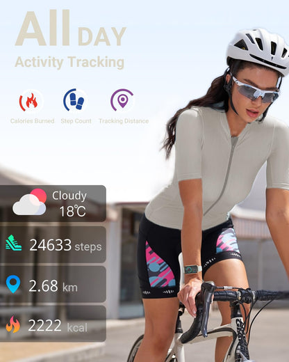 Amzhero Health Fitness Tracker with 24/7 Heart Rate, Blood Oxygen, Blood Pressure, Sleep Tracker, 5ATM Waterproof Activity Trackers with Step Tracker, Pedometer (S & L Bands Included)