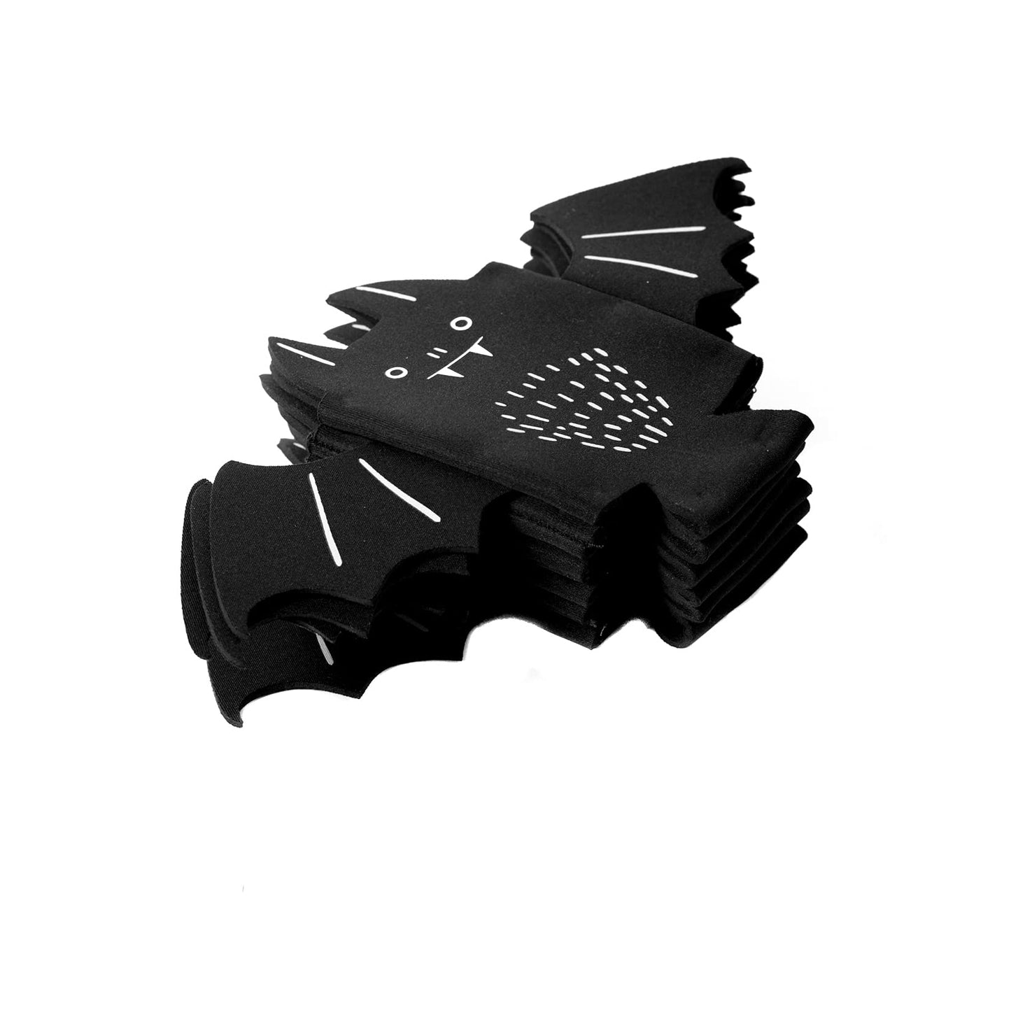 6 Pack Cute Can Coolers Sleeves, Cute Insulated Neoprene Standard Can Covers for Beer, Soda & Drinks, Holiday Party Decorations, Non-Slip Drink Holders for Christmas, New Year (Black Bat)