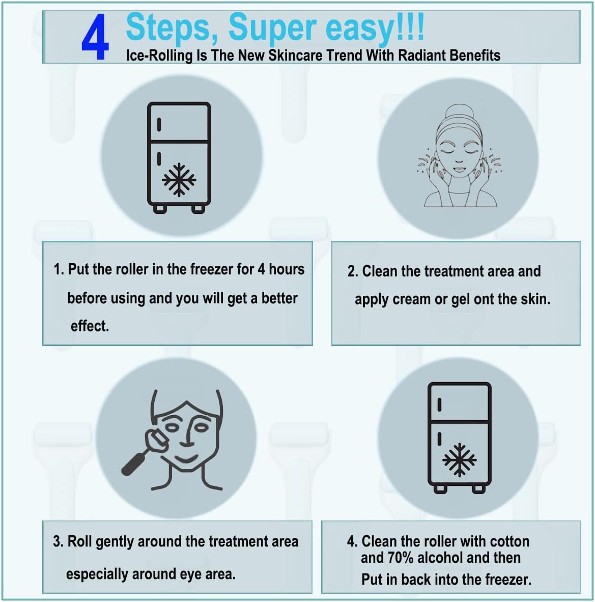 Angel Kiss Ice Roller for Face and Eye - Reduce Puffiness, Migraine, Pain and Minor Injury Relief, Ice Facial Roller Massager Cold Therapy, Self Care Product, Recommended by Esthetician w/Storage Case