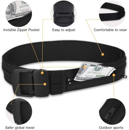 AGPTEK Travel Money Belt, Hidden Money Pouch, Anti-Theft Security Waist Wallet, Secret Compartment Money Hideaway for Business Trip Jogging Outdoor Working, Gift for Fathers Dad Men Boyfriend, Black