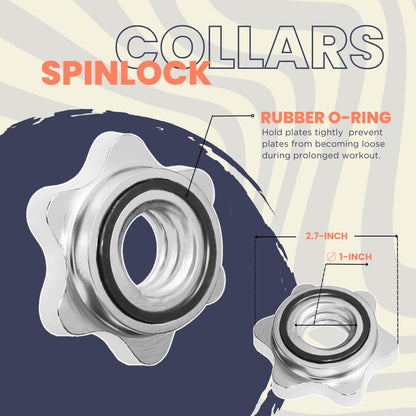 A2ZCARE Standard Dumbbell Handles 24 inch Chrome Grip, Adjustable Dumbbells Handles 1 inch Pair