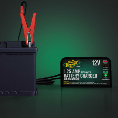 Battery Tender Plus 12V 1.25 AMP Car & Motorcycle Battery Charger and Maintainer, Float Charge for Automotive, and ATVs - Smarter Than a Trickle Charger