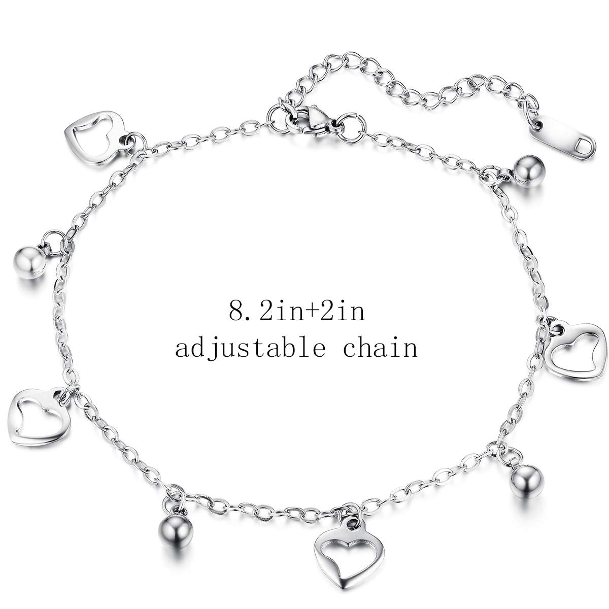 hoduar Stainless Steel Ankle Bracelet for Women, 14K Gold Plated Anklets Set 8.2"+2" Adjustable Waterproof Jewelry Gift