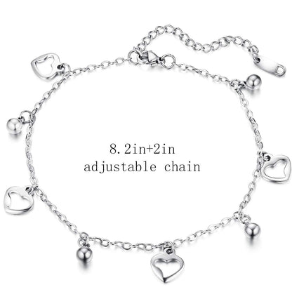 hoduar Stainless Steel Ankle Bracelet for Women, 14K Gold Plated Anklets Set 8.2"+2" Adjustable Waterproof Jewelry Gift