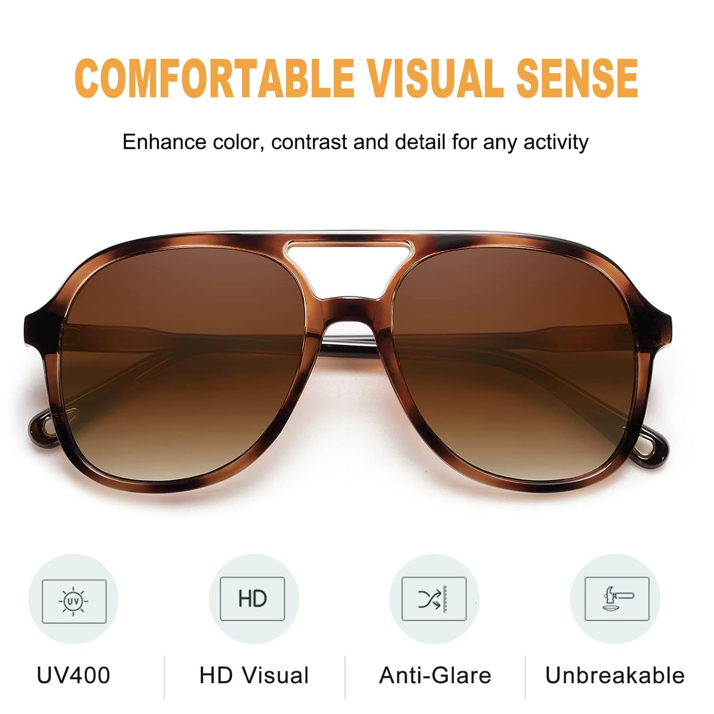 Arjien Polarized Aviator Sunglasses for Women Men, Trendy Square Womens Mens Sunglasses, 70s Retro Aviators, UV400 Protection