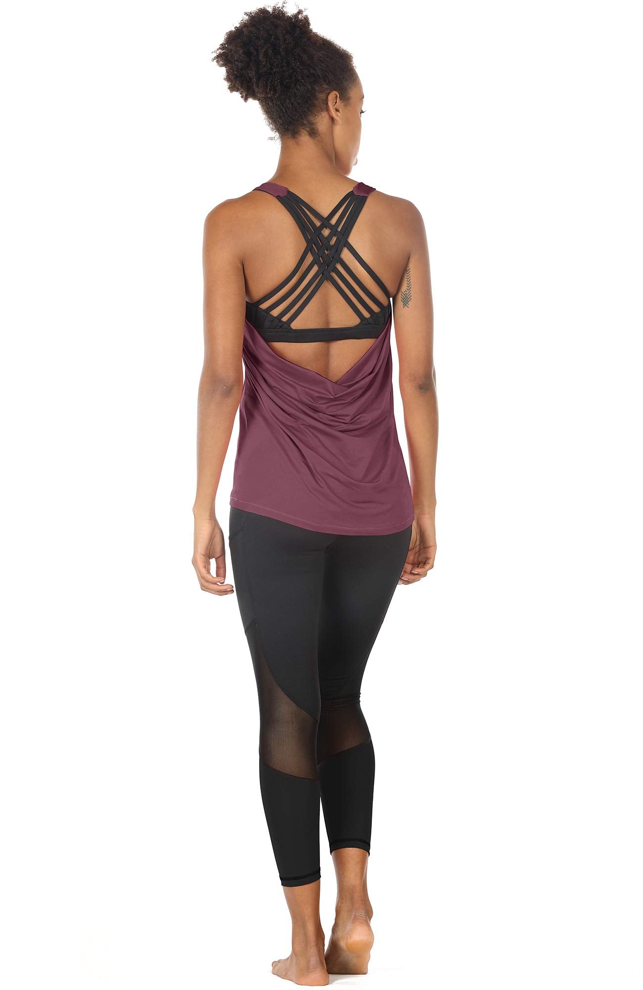 icyzone Yoga Tops Workouts Clothes Activewear Built in Bra Tank Tops for Women (XL, Mauve Orchid)