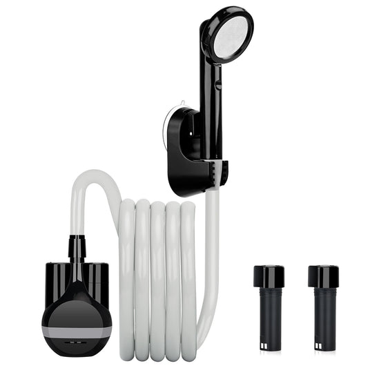 anngrowy Portable Shower for Camping - Battery Powered Compact Handheld Outdoor Rechargeable Showerhead Camp Shower Pump Electric Portable Shower Head for Pet Cleaning Beach Washing Hiking Traveling