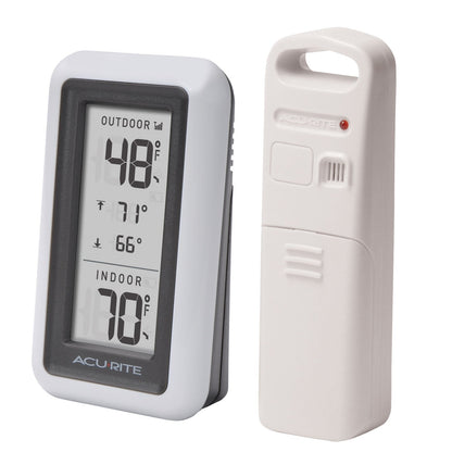 AcuRite Digital Thermometer with Indoor, Outdoor Temperature and Daily High and Lows (00424CA), White