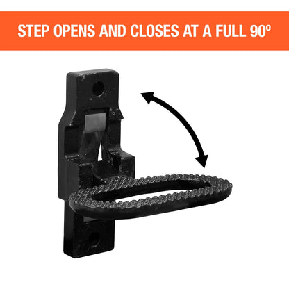 Buyers Products B2797BPC Folding Safety Step And Handle With Safety Storage, Black E-Coat Finish, Multi-Purpose Step And Grab Handle For Trucks, Trailers, Busses & RVs