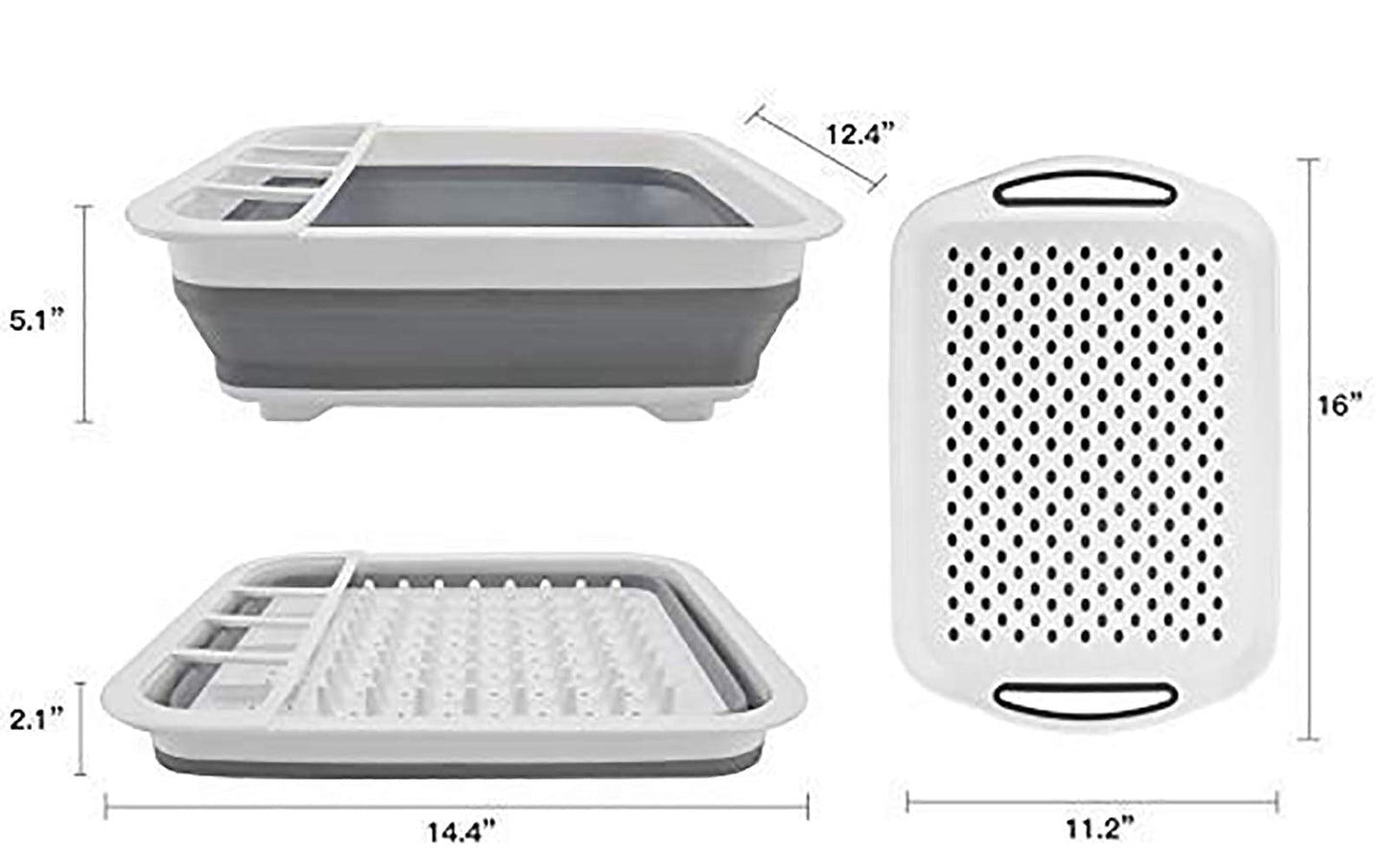 Ahyuan Collapsible Dish Drying Rack Portable Dinnerware Drainer Organizer for Kitchen RV Campers Travel Trailers Space Saving Kitchen Storage Rack Tray (with Drainboard)