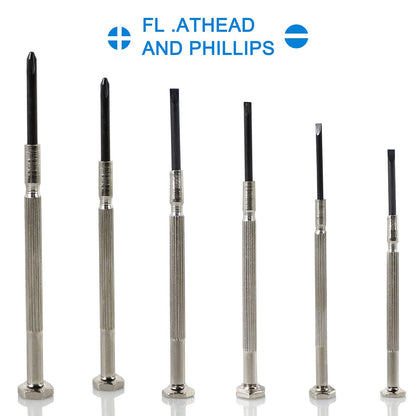 6 PCS Precision Screwdriver Sets, Eyeglass Repair Kit Screwdriver, Mini Screwdriver Set, Flat Head and Philips Head Screwdriver Sets, With 6 Different Sizes, Suitable For Watch, Electronic Repairs