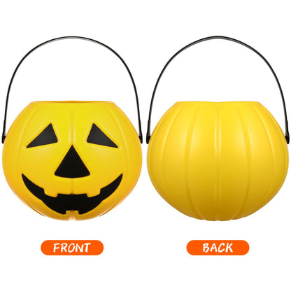 Amosfun 2Pcs Plastic Bucket Halloween Pumpkin Bucket Portable Pumpkin Candy Trick or Treat with Handle for Halloween Party Favor Supplies