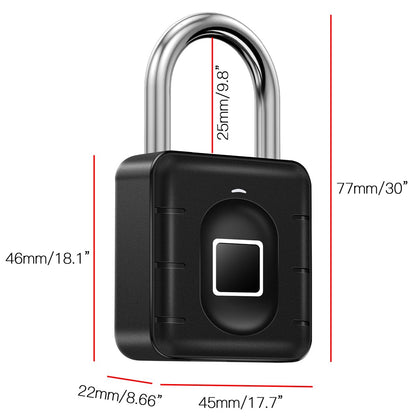 AICase Fingerprint Padlock Waterproof, Lock Smart Padlock, Anti-Theft Keyless Biometric Lock IP67 Outdoor/Indoor Lock Suitable for Luggage, Suitcase, Backpack, Bike, School Locker, Gym Locker Lock