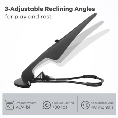 HKAI Baby Bouncer, Portable Baby Bouncer Seat for Babies 0-18 Months, 100% Cotton Fabrics, 3 Modes of use with Rocker and Stationary Options, Infant Rocker Chair with Hanging Toys-Dark Grey