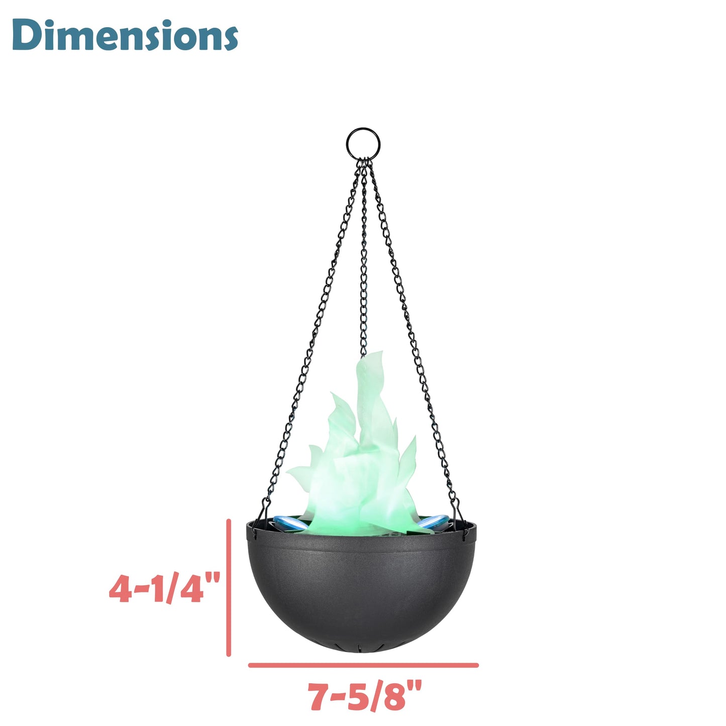 Aspen Creative 61168-24-1,LED Hanging Fire Flame Light Prop for Halloween,Christmas and Party Decor,Black Finish,Blue Flickering Light Effect