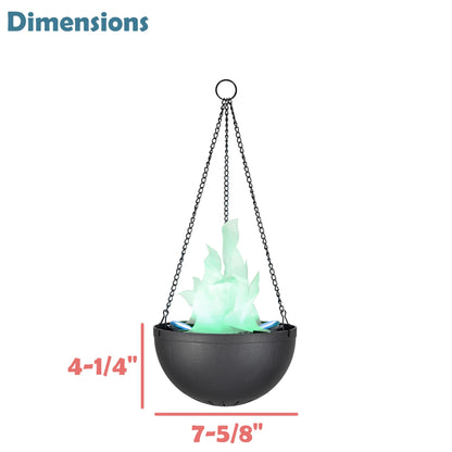 Aspen Creative 61168-24-1,LED Hanging Fire Flame Light Prop for Halloween,Christmas and Party Decor,Black Finish,Blue Flickering Light Effect