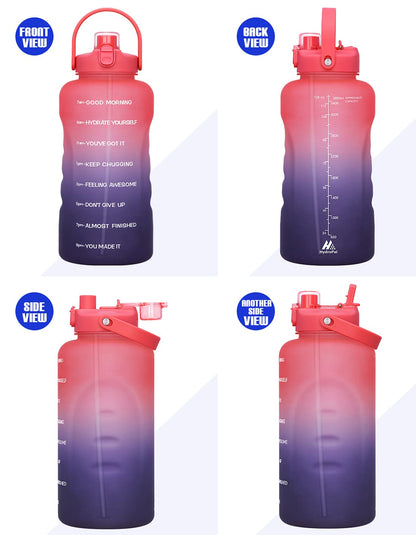 HydroPal 1 Gallon Water Bottles with Straw, 128 oz / 3.8L Water Bottle BPA Free Innovative 2-IN-1 Lid Gym Bottle with Times to Drink Motivational, Large for Sports Fitness Camping Water Jug One Gallon