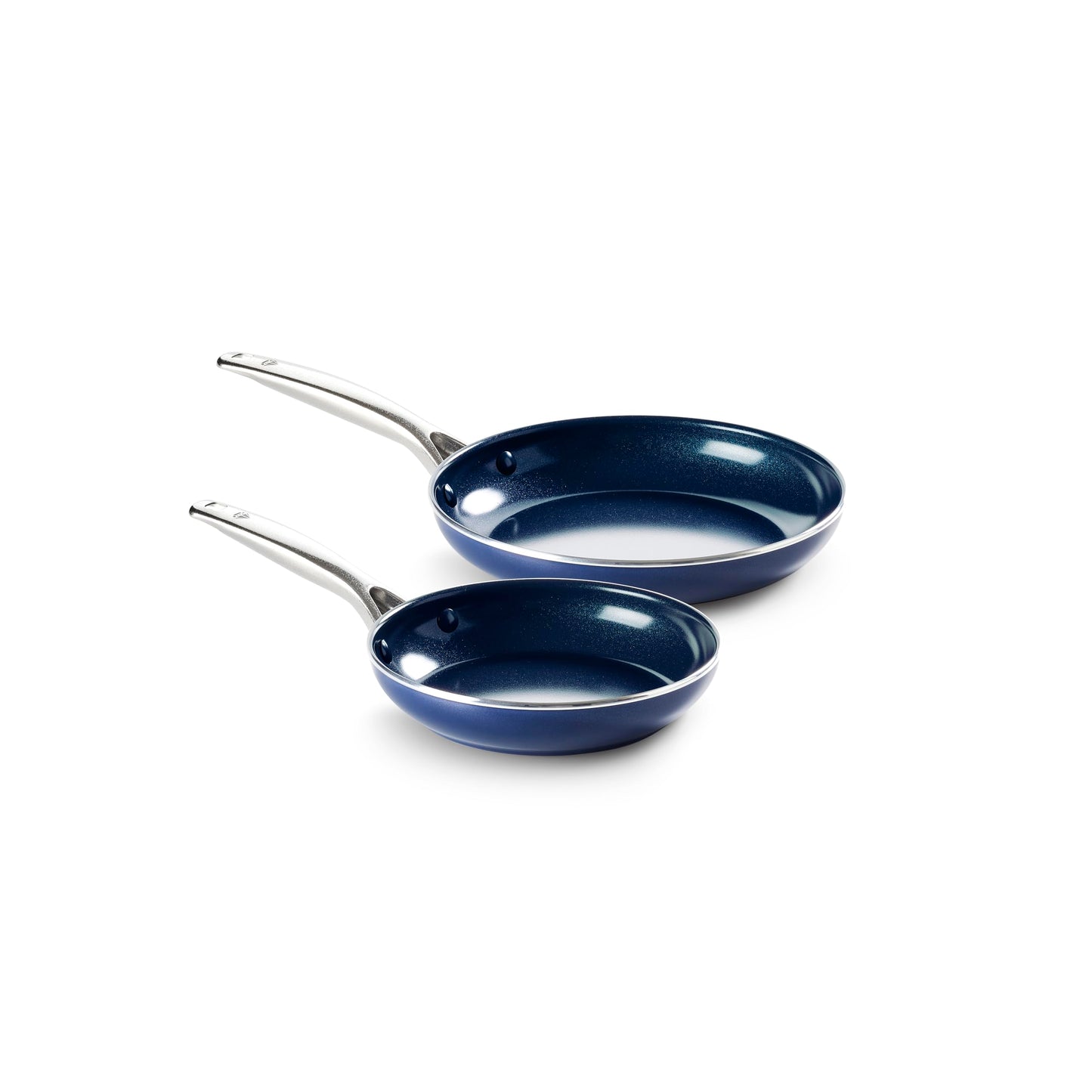 Blue Diamond 9.5” & 11" Nonstick Frying Pan Skillet Set, Diamond Infused PFAS & PTFE-Free Ceramic Pots & Pans, Dishwasher & Oven Safe, Stay Cool Handles, Durable Non Toxic Metal Utensil Safe, Blue