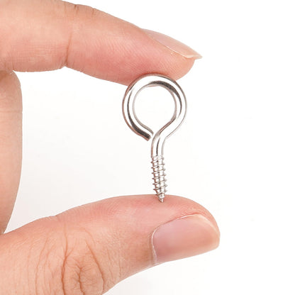 Aovchei Eye Screws, 50Pcs 1 inches 304 Heavy Duty Stainless Steel Screw Hooks, Self Tapping Eye Bolts, Indoor & Outdoor for Hanging Artwork