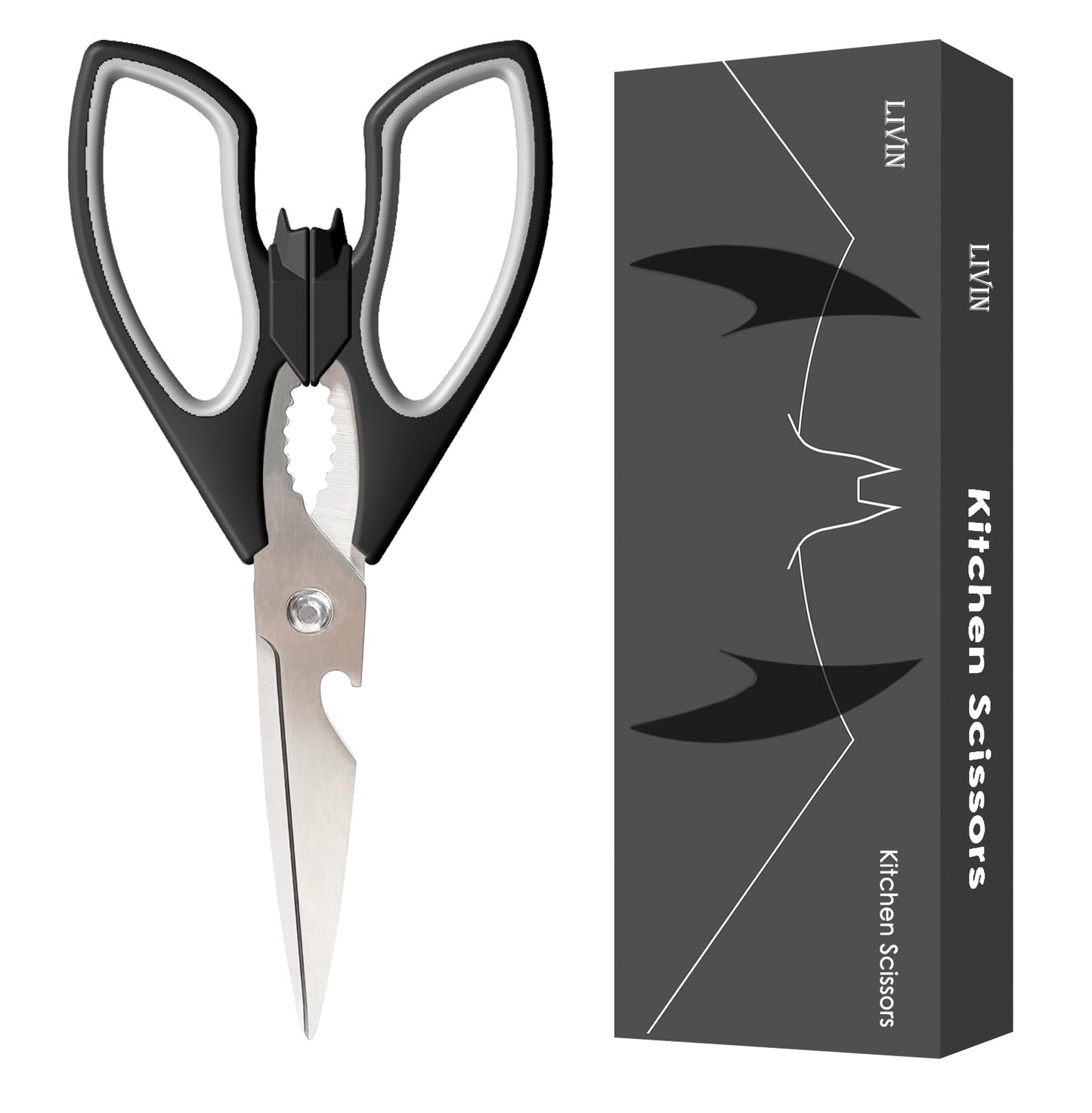 Bat Cat Large Handles Kitchen Ambidextrous Scissors for Women, Large Grip Openings Utensils, Halloween Kitchen Accessories for Vegetables Meat Cutting, Comfortable Ergonomic Fit for Office