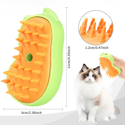 Anowbo Rechargeable 3in1 Self-Cleaning Steam Grooming Brush for Cat and Dog Shedding - 2 Gears for Long/Short Hair - Green