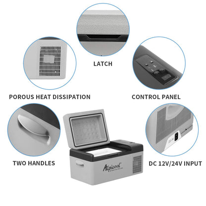 Alpicool C20 portable compressor fridge freezer 21Quart(20Liter) for car and home - 12V/24V DC and 110V AC