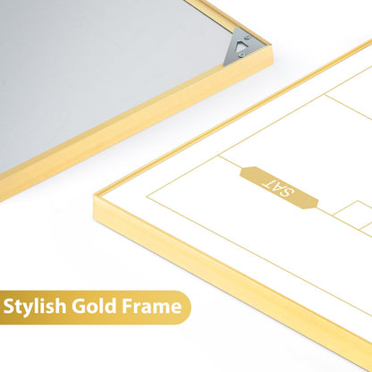 ARCOBIS Monthly Calendar Whiteboard for Wall, 24" x 18" Magnetic Dry Erase Calendar with Gold Frame, Wall Hanging Planner for Home, Office, School