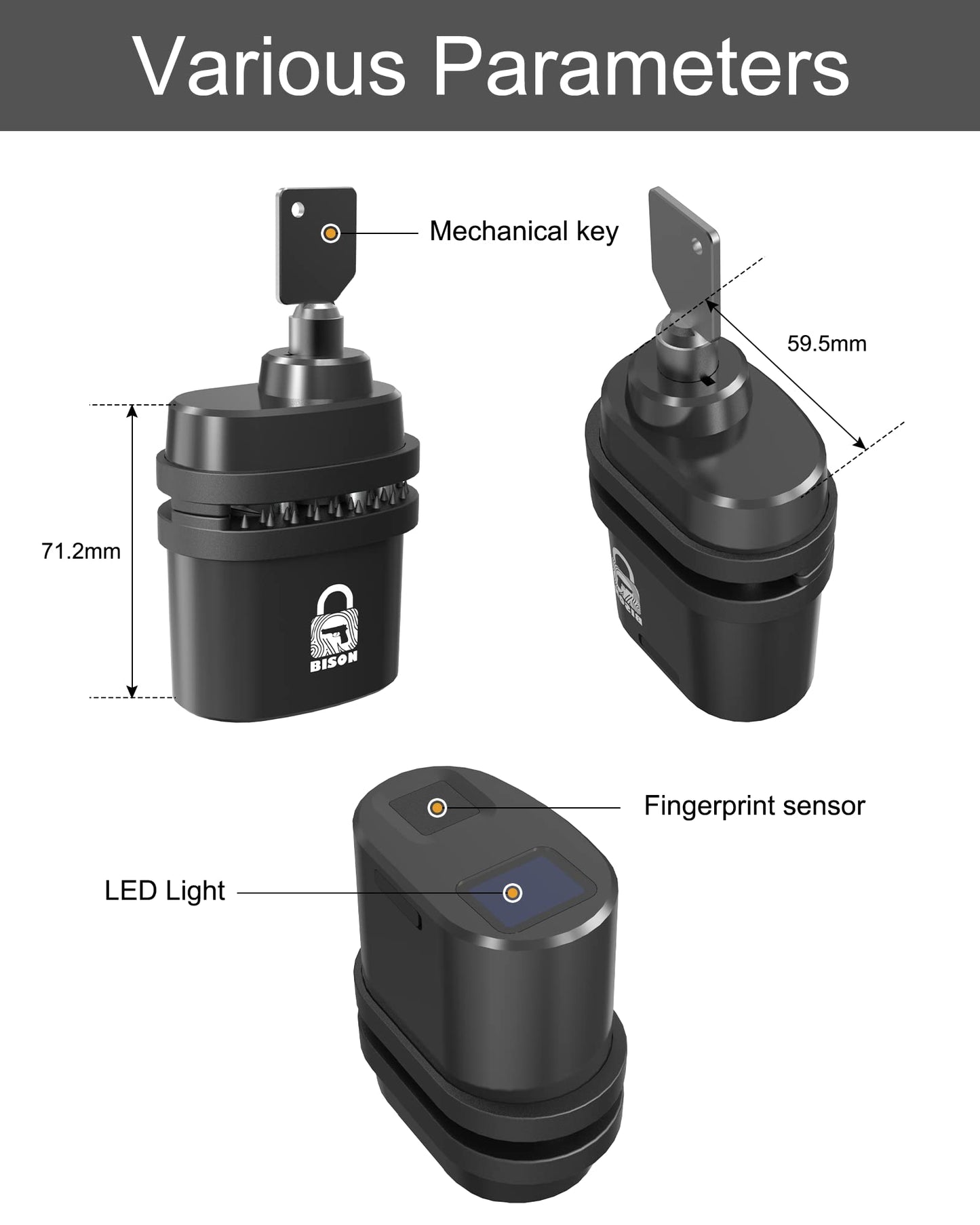 Bison Fingerprint Trigger Lock, Biometric Gun Locks Fit Most Handguns and Rifles 360° Touch 1 Second Unlock - Easy to Use - Including USB Charge Cable, Keys, and Product Instructions CA DOJ Approved